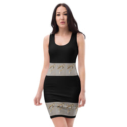 Gold Hearts Black Premium Bodycon Dress