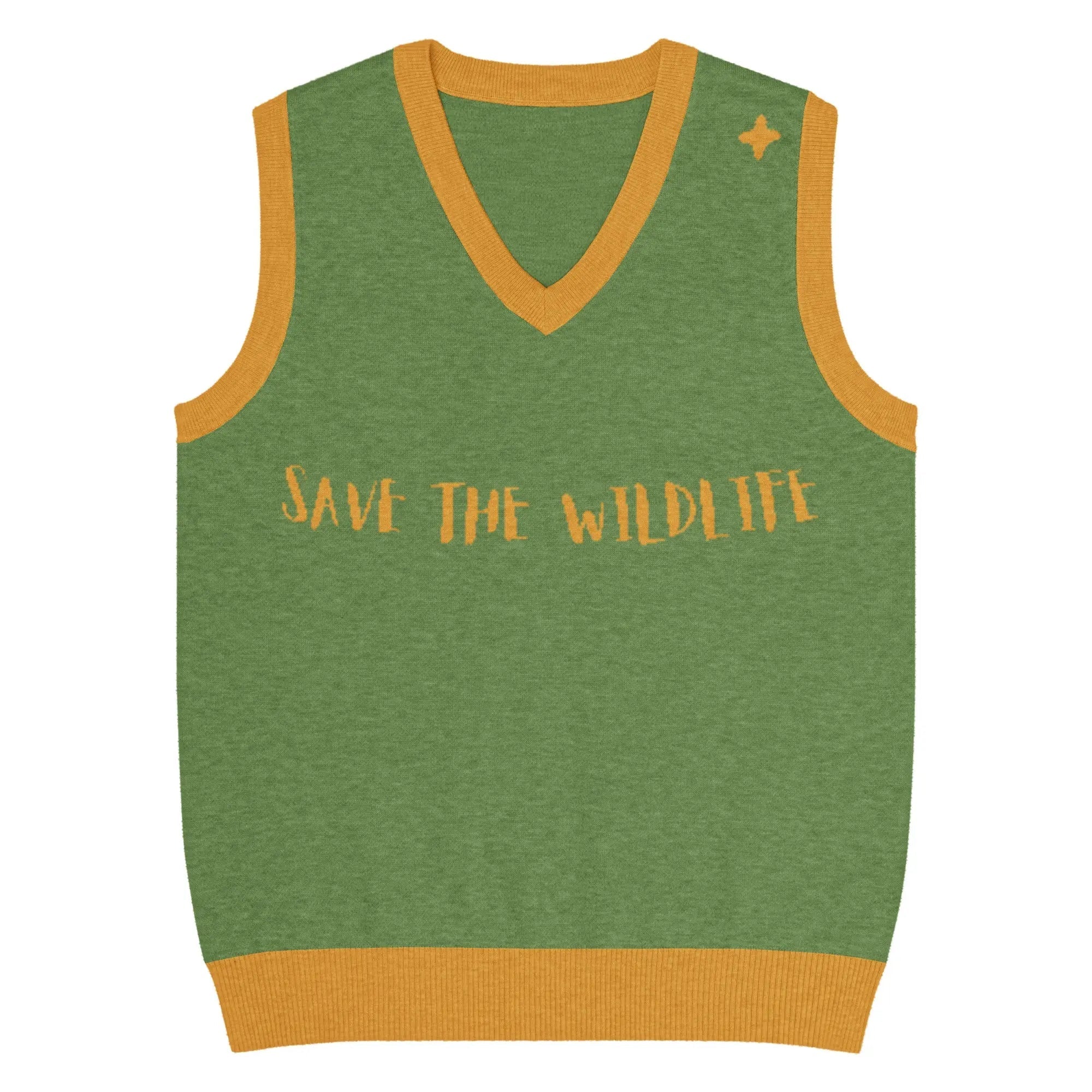 Knit V-Neck Vest Save The Wildlife
